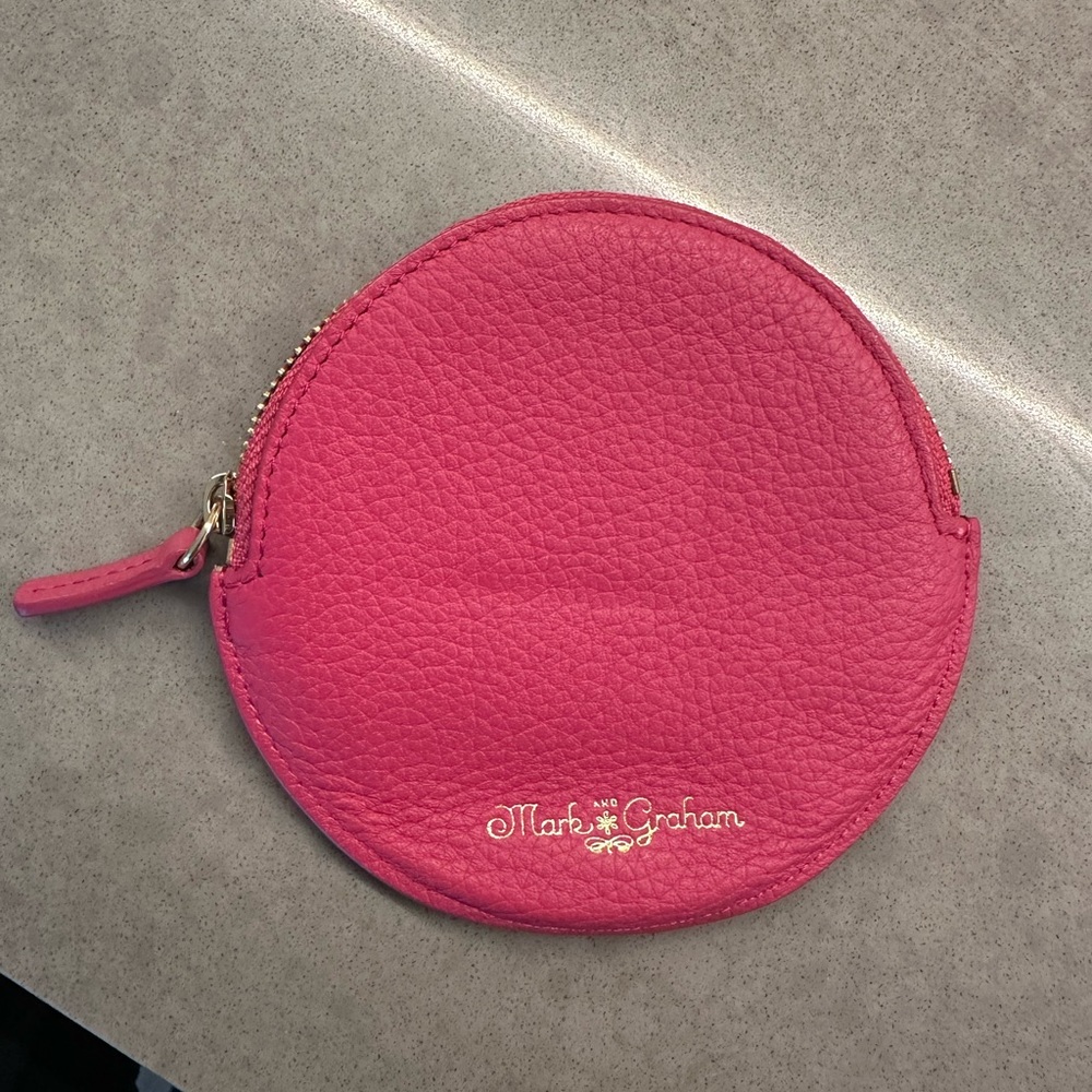 MARK & GRAHAM PINK LEATHER COIN PURSE‎